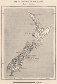 Railways of New Zealand 1885 old antique vintage map plan chart