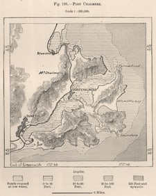 Port Chalmers. New Zealand 1885 old antique vintage map plan chart