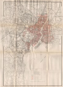 GREAT KANTO EARTHQUAKE 1923. Tokyo reconstruction scheme. Japan 1926 old map
