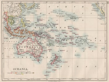COLONIAL OCEANIA PACIFIC.British Dutch Spanish French German Port. 1900 map