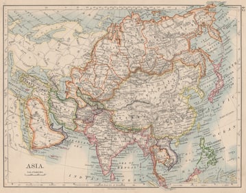 ASIA POLITICAL. Persia Siam Hejaz China Japan Corea Turkestan. JOHNSTON 1895 map