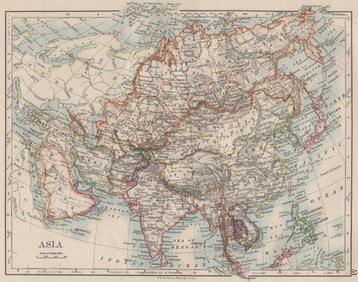 ASIA POLITICAL. Persia Siam Hejaz China Japan Corea Turkestan. JOHNSTON 1900 map