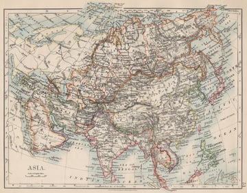 ASIA POLITICAL. Persia Siam Hejaz China Japan Corea Turkestan. JOHNSTON 1903 map