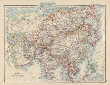 ASIA POLITICAL. Persia Siam Hejaz China Japan Korea Turkestan. JOHNSTON 1910 map