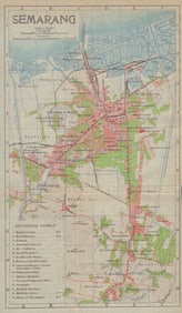 Semarang antique town city plan. Central Java. Indonesia 1917 old map