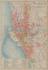 Manila antique town city plan. Philippines 1917 old map chart