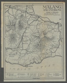 Malang environs. Mount Bromo. Java, Dutch East Indies. VAN STOCKUM 1930 map