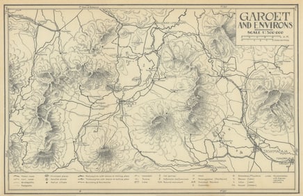 Garoet and Environs. Garut, Java, Indonesia. VAN STOCKUM 1930 old vintage map