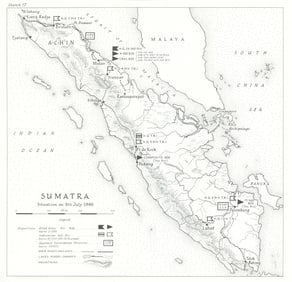 Sumatra July 1946. Indonesian National Revolution. Surrendered Japanese 1969 map