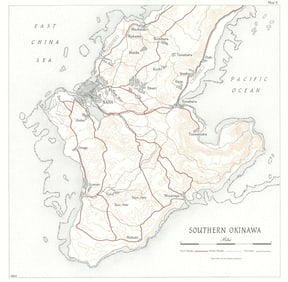 Southern Okinawa 1945. World War Two 1969 old vintage map plan chart