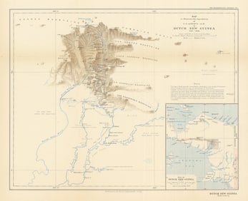 The expeditions of H. A. Lorentz in Dutch New Guinea, 1907-1909. RGS 1911 map