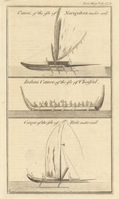 Sailing canoes of Navigators Islands (Samoa), Choiseul (Solomons) & Tahiti 1772