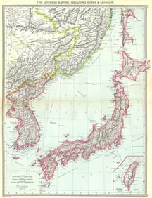 JAPAN. Japanese Empire, including Korea & Sakhalin; map of Formosa Taiwan 1907