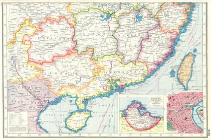 SOUTH CHINA. inset Weihaiwei (Weihai) & Shanghai. Taiwan Formosa 1920 old map