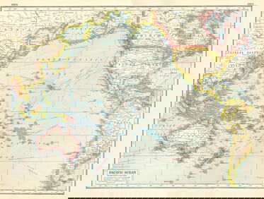 PACIFIC OCEAN. Mercator Projection. Railways cables steamship routes 1920 map
