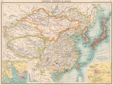 EAST ASIA. China Chinese Turkistan Tibet Korea Japan. HK Peking Beijing 1901 map