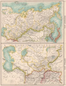 NORTH & CENTRAL ASIA. Siberia Japan Korea Khiva Bukhara Turkistan 1901 old map