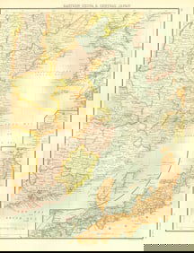 EAST ASIA. Eastern China Central Japan Korea. BARTHOLOMEW 1898 old antique map