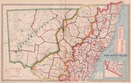 NEW SOUTH WALES. Territorial Divisions Land Board Districts. MACDONALD 1888 map