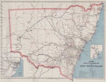 NEW SOUTH WALES. Railway Post Telegraph routes offices 1886. MACDONALD 1888 map