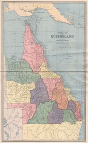Large map of QUEENSLAND. Railways in use & planned. Districts. GARRAN 1888