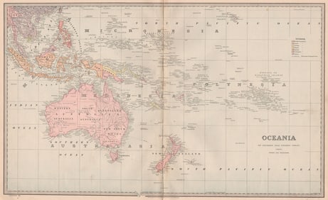 OCEANIA. Australasia East Indies Australia. Large map. For GARRAN 1888 old