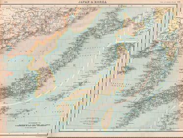 JAPAN & KOREA. Inset Tokyo bay. Formosa Taiwan. Railways. BARTHOLOMEW 1912 map
