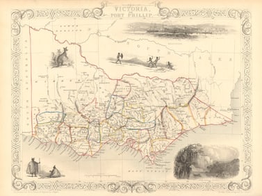 VICTORIA OR PORT PHILIP'. Showing Goldfields. Australia.TALLIS/RAPKIN 1851 map