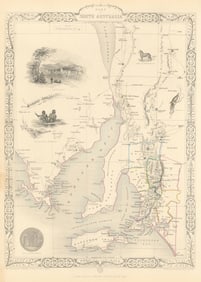 PART OF SOUTH AUSTRALIA'. Shows mining districts. TALLIS/RAPKIN 1851 old map