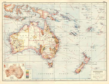 AUSTRALASIA INDUSTRIES. Australia New Zealand E Indies.Metals Minerals 1920 map