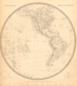WESTERN HEMISPHERE. Americas Mexican Texas Pacific New Zealand. SDUK 1844 map