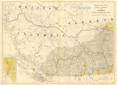 CANADA Railways. British Columbia & Yukon. Canadian Pacific. Mackenzie 1906 map