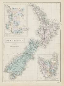 New Zealand "New Ulster" & "New Munster" (North & South I). HUGHES 1856 map