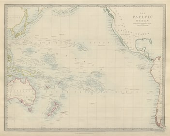 PACIFIC OCEAN. Australasia Polynesia Oceania Sandwich Islands. SDUK 1874 map