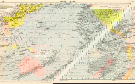 WW2 Pacific Ocean. Japanese-occupied China Indochina Philippines 1942 old map