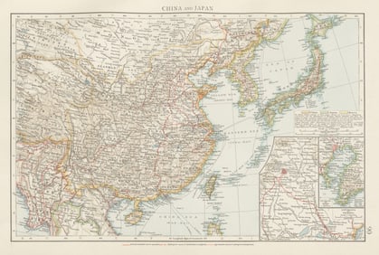 China Japan Korea. Railways complete planned mooted. Great Wall. TIMES 1900 map
