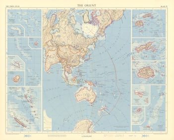 Orient. Western Pacific Islands. Fiji Tonga Melanesia Micronesia. TIMES 1958 map