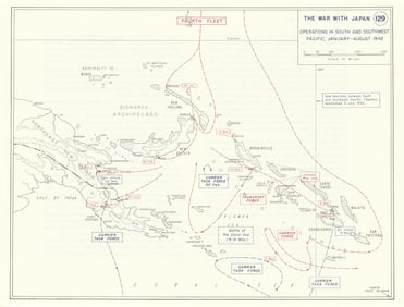 World War 2. Jan-Aug 1942. SW Pacific Ops. New Guinea Solomon Islands 1959 map