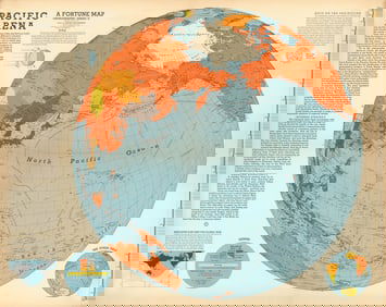 World War 2 Pacific Arena persuasive map. Richard Edes Harrison for Fortune 1942