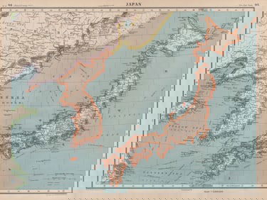 JAPAN & KOREA. Shows Japanese occupied Manchuria. BARTHOLOMEW 1944 old map