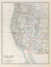 UNITED STATES of AMERICA WESTERN SHEET. USA. Pacific States. JOHNSTON 1915 map
