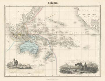 Océanie by Migeon. Australasia Oceania Pacific Australia New Zealand 1861 map