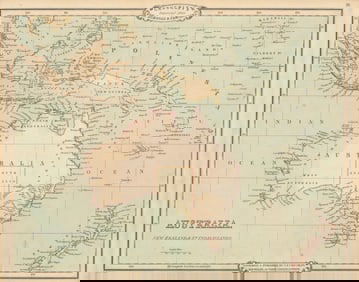 Australia, New Zealand & East India Islands. Antique map by George Cruchley 1843