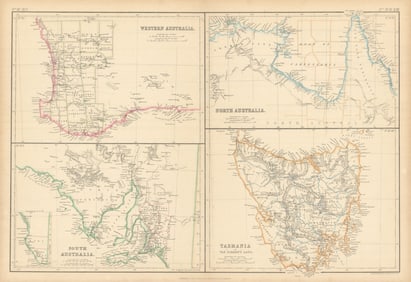 Western, South, North Australia. Tasmania Van Diemen's Land BARTHOLOMEW 1859 map