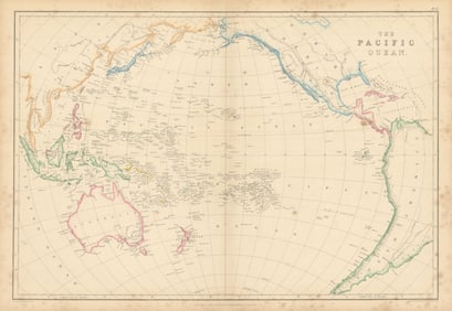The Pacific Ocean by Edward Weller. Polynesia Micronesia Melanesia 1859 map