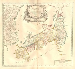 Empire du Japon divisée en sept principales parties. Japan. DE VAUGONDY 1750 map