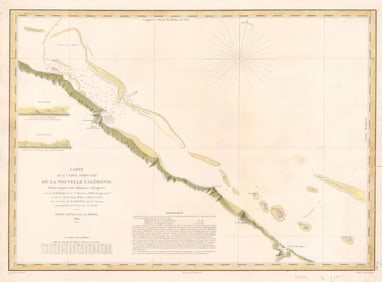 Côte Nord-Est de la Nouvelle Calédonie…'. ROUBET. New Caledonia 1849 old map