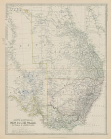South Australia New South Wales Victoria Queensland 50x60cm. JOHNSTON 1879 map