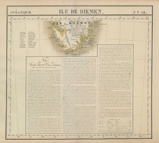 Océanique. Ile de Diemen #58. South Tasmania. VANDERMAELEN 1827 old map