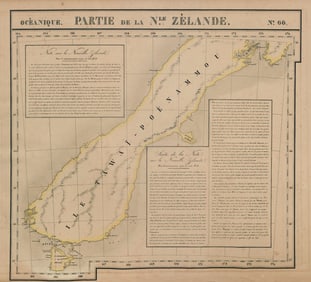 Océanique Partie de la Nle Zélande 60 New Zealand South Is VANDERMAELEN 1827 map